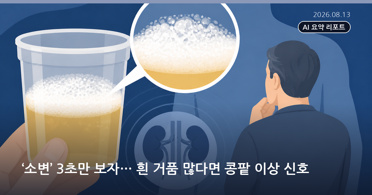 ‘소변’ 3초만 보자… 흰 거품 많다면 콩팥 이상 신호