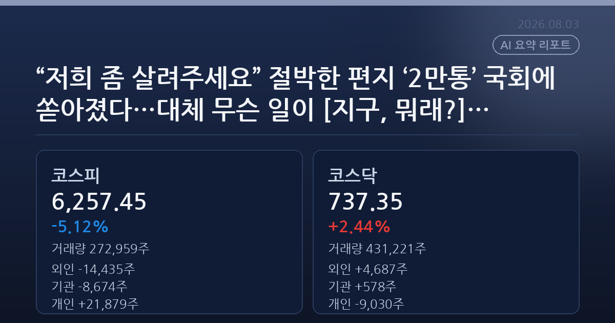 “저희 좀 살려주세요” 절박한 편지 ‘2만통’ 국회에 쏟아졌다…대체 무슨 일이 [지구, 뭐래?]